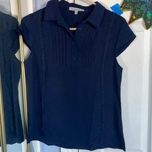 Classy blouse, dark blue with design